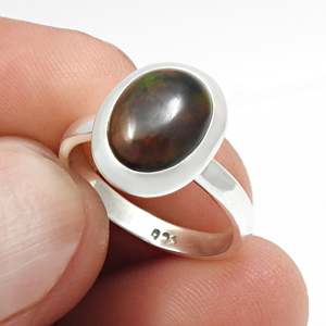 Real 925 Sterling Silver Retro Elegant <b>Rings</b> For <b>Men</b> & Women Natural Black Opal Gemstone Fine Jewelry Accessories In Boho Style - Product Image 3