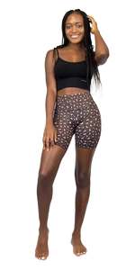 He She Wears Women's Low Waist Floral Print Knitted Spandex Activewear Shorts Regular Fit Drawstring <b>Elastic</b> Waist Quick Dry - Product Image 1