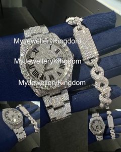 Reloj de pulsera de acero inoxidable de lujo con moissanita VVS, edición limitada, venta directa, estilo hip-hop, con ventana de cristal y dije. - Product Image 2