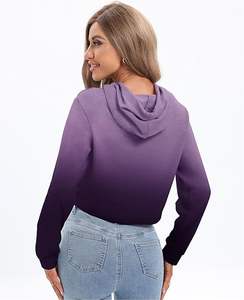 Sudadera con Capucha Corta Casual para Mujer, Estilo Dip Dye, Ligera, para Uso Diario - Product Image 2