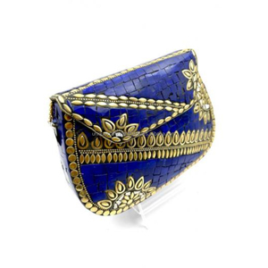 Bolso de mano hecho a mano con mosaico de acero plateado con patrón de diamante central y correa de cadena para fiestas y ocasiones de boda - Product Image 6