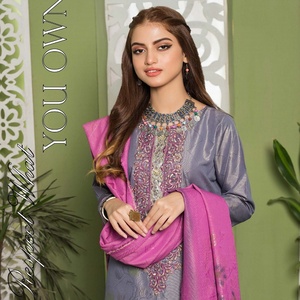 Bin Hameed Volume PARI porte des costumes Shalwar Kameez pakistanais et indiens sur tissu Jacquard Banarsi en viscose - Product Image 5