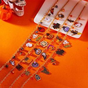 Collar con colgante de planta de Halloween, de aleación, con diamantes de imitación, moderno, para niños, estilo gótico, para festivales, joyería de moda al por mayor - Product Image 5