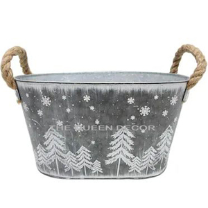 Cubo de Servicio Grande de Metal Galvanizado para Uso Versátil, Incluye para Servir Bebidas y Aperitivos, Creando un Ambiente Festivo de Santa Claus - Product Image 3
