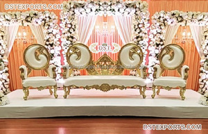 Canapé à dossier haut de designer royal pour mariages élégants Décoration de trône en bois pour mariage royal - Product Image 4