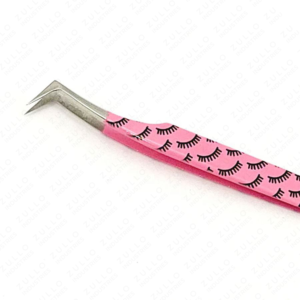 Private Label Pink Stainless Steel Eyelash Tweezers Paper Coated Custom Printed Pattern Russian Volume Lash <b>Tools</b> - Product Image 6
