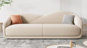 Modern Minimalist Curved <b>Cream</b> <b>Sofa</b> Nordic Luxury Living Room Couch - Product Image 2