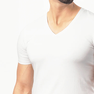 Chemises de sport pour hommes à col en V, coupe régulière, manches longues, en coton, jersey de fitness, t-shirts - Product Image 4