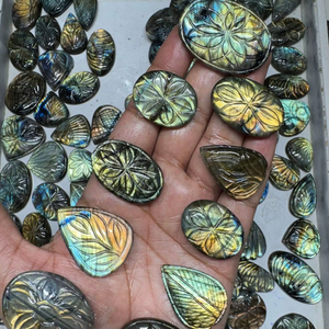 High Quality Labradorite Carved Cabochon Natural Flash Labradorite Loose Gemstone for Designer Jewelry Wholesale Price <b>Stones</b>, - Product Image 1