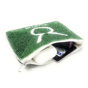 Pochette porte-monnaie unisexe tendance et écologique, faite main, perlée, avec fermeture éclair, motif signe du zodiaque Cancer, design astrologique horoscope et cartes - Product Image 4