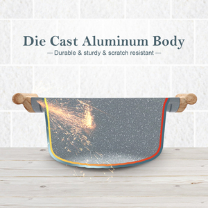 Casserole élégante en granit antiadhésive avec construction en aluminium durable, couvercle en verre trempé et poignée confortable - Product Image 5