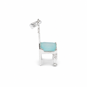 Pendentif unique en calcédoine bleue, design chaise en argent sterling 925, bijou artisanal en pierres précieuses, cadeau pour elle - Product Image 3