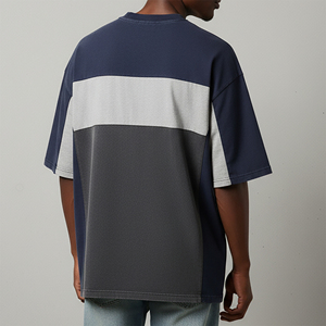 เสื้อยืดคอกลมโอเวอร์ไซส์สีสันตัดกัน ราคาส่งถูก สไตล์สตรีทแวร์ ใส่สบายสำหรับฤดูร้อน สำหรับผู้ชาย - Product Image 2