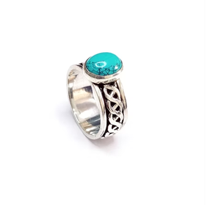 Unisex Turquoise Oval Gemstone <b>Ring</b> Made From 925 <b>Silver</b> Everyday Wear & Best for Gift Option - Product Image 3