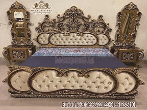 Muebles de dormitorio de lujo de diseño clásico para villas Exclusivo dormitorio tallado a mano de madera maciza Muebles de dormitorio principal fabulosos - Product Image 2