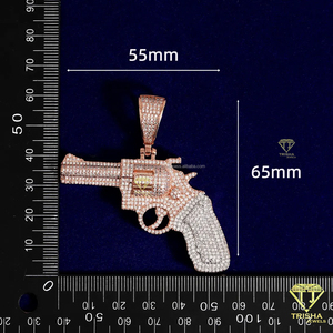 Pendentif Hip Hop Iced Out en argent sterling 925 avec diamants de laboratoire VVS, plaqué or et rhodium - Product Image 1