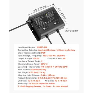 Caricabatterie intelligente impermeabile IP68 a 2 bank 5A 12V per imbarcazioni e applicazioni marine, per batterie agli ioni di litio - Product Image 6