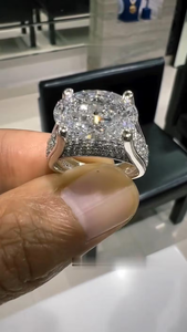 5CT Oval Lab Grown Diamond <b>Ring</b> 14K White Gold Halo Engagement <b>Ring</b> Luxury Statement Wedding Jewelry Gift for Her - Product Image 6