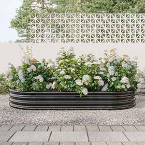 Large Oval Metal Raised Garden Bed Black Outdoor <b>Planter</b> for Flowers <b>Vegetables</b> and Plants - Product Image 2