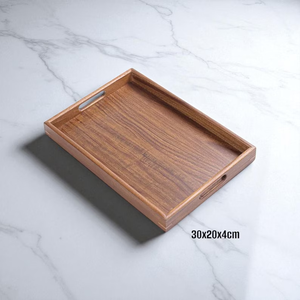 Juego de bandejas de servir de madera maciza de la mejor calidad con asa de metal, elegante solución de almacenamiento para mesa - Product Image 4