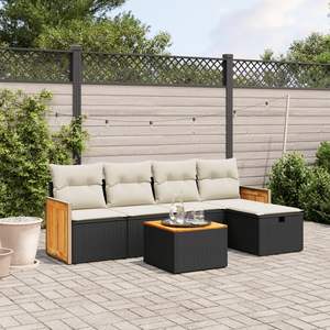 Ensemble de canapés de jardin modulaires moyens en rotin PE noir - Product Image 1