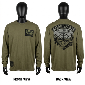 Camiseta de manga larga para hombre, 200 GSM, naranja, con estampado gráfico, logotipo personalizado, 100% algodón, corte holgado, estampada. - Product Image 2