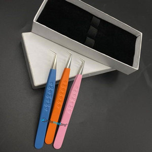 Pince à épiler à motif cœur, 90 degrés, en acier inoxydable, couleur personnalisée, pince à épiler professionnelle pour extensions de cils, pointe fine, pince à épiler de beauté - Product Image 1