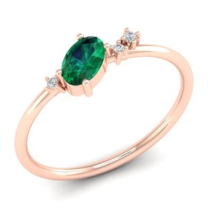 Anillos de Compromiso y Boda Minimalistas REYES de Plata de Ley 925 con Corte Ovalado, Gema de Esmeralda de 0.5 Quilates y Anillo de Moissanita - Product Image 2