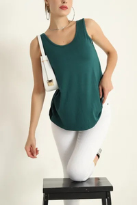 เสื้อกล้ามผู้หญิงแบบใหม่ ดีไซน์สวยทันสมัย แขนสั้น ทรงสั้น สวมใส่สบาย ระบายอากาศได้ดี มีลายพิมพ์/ลายเรียบ ราคาถูก - Product Image 3