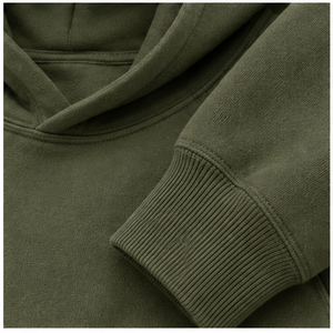 Sweat à capuche athlétique surdimensionné pour homme vert mousse personnalisable sans cordon de serrage, devant uni, en molleton de coton mélangé dense MHOOD-0034 - Product Image 6