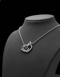 Collier pendentif en diamant en forme de cœur entrelacé moderne, argent sterling 925, bijoux de luxe, pour femmes, à porter en soirée, cadeau de mariage, élégant au quotidien - Product Image 2