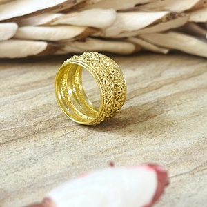 Trendy Design <b>Boho</b> Floral Band <b>Boho</b> Brass <b>Ring</b> for Women 18k Gold Plated Vintage Wide Filigree <b>Ring</b> for Wholesale/OEM/ODM - Product Image 4
