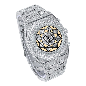 Reloj de Pulsera de Cuarzo Hip Hop con Bisel de Acero Inoxidable, Cronógrafo de Lujo Ecológico de 46 mm con Incrustaciones de Moissanita - Product Image 5