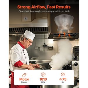 Ventilatore da Cucina Commerciale 1616 CFM, Cappa Aspirante per Ristoranti 0.5HP 375W, Ventilazione ad Alta Prestazione per Food Truck - Product Image 4