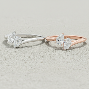 แหวนเพชรทรงลูกแพร์ Stonewels Toi Et Moi เพชรเลี้ยงในห้องปฏิบัติการ ตัวเรือนชุบทองคำสีกุหลาบ ประดับเพชรแบบหนามเตย พร้อมใบรับรอง แหวนหรูหรา - Product Image 5