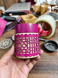 LOGO by MS <b>Ceramic</b> Incense Burner Aromatherapy <b>Diffuser</b> Beige Decorative Box with Gold Trim All-Season Use Skill Artisan - Product Image 6