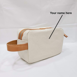 Trousse de Toilette en Cuir et Toile, Organisateur de Voyage Étanche, Trousse de Maquillage Grande Capacité, Étui de Voyage LCTB-0088 - Product Image 5