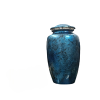 Urna de Metal Texturizado Azul Oscuro para Cenizas, Urna Elegante para Cremación de Adultos, para Exhibición Conmemorativa y Recuerdo en el Hogar