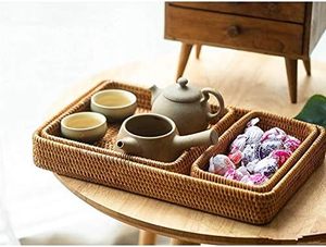 Ensemble de 3 plateaux de service décoratifs en rotin de haute qualité, faits à la main, écologiques, plateau alimentaire, couleur personnalisée, finition polie - Product Image 2