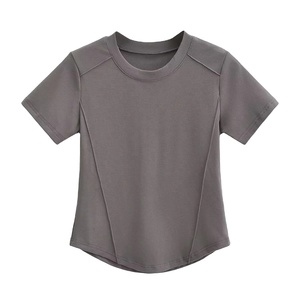 Haute qualité coton Spandex blanc col rond à manches courtes T-shirts pour les femmes en gros Logo personnalisé 2025 - Product Image 1