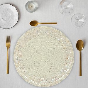 Elegant Modern Glass Beaded Charger Plate New Arrival Non-Slip Decorative Durable <b>Table</b> <b>Mat</b> for Wedding and Banquets - Product Image 1
