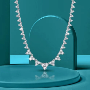 Luxury Moissanite Triangle Link <b>Necklace</b> 925 Silver Rhodium Plated <b>Delicate</b> Statement Chain Jewelry Gift for Women - Product Image 2