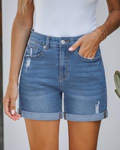 Customizable Women Denim <b>Shorts</b> Plus Size <b>High</b> <b>Waist</b> Casual <b>Jean</b> <b>Shorts</b> with Personalized Labels for Summer Clothing Collections - Product Image 2