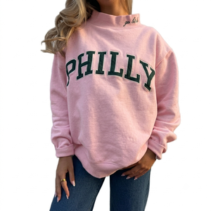 Sudadera Gráfica para Mujer con Texto, Diseño de Cuello Alto, Mezcla de Algodón Cómoda, Sudadera Contemporánea Estampada para Dama con Cuello Simulado - Product Image 1