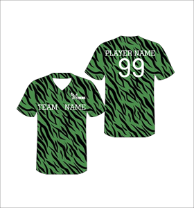 Camiseta de Béisbol Sublimada Personalizada con Estampado de Rayas Verdes de Tigre, Uniforme de Equipo con Botones Completos, Ropa Deportiva de Poliéster que Absorbe la Humedad - Product Image 1