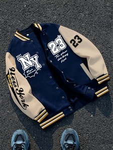High Quality <b>Men</b> <b>Summer</b> Varsity <b>Jacket</b> 100% Cotton Eco-Friendly Breathable High Street Style Lightweight Casual Streetwear OEM - Product Image 1