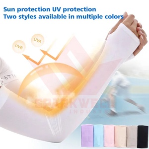 Manchons de bras anti-UV bleu clair pour adultes unisexes en Spandex et Polyester pour le cyclisme, la course à pied et la pêche - Product Image 4