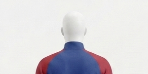 Survêtement zippé pour homme, bleu et rouge, à blocs de couleur, avec manches raglan, coupe classique, veste sportive tricotée à col montant, idéal pour l'automne - Product Image 6