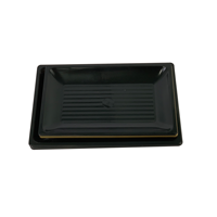 Plateau alimentaire rectangulaire noir en plastique de qualité supérieure du Vietnam, style japonais, durable, moulé par injection à chaud, 65g, pour sushis et plats.