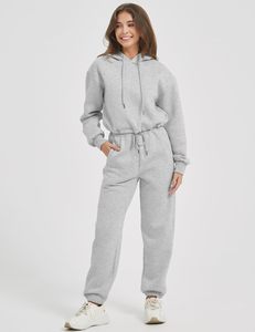 Ensemble sportif en molleton pour femme, sweat à capuche court avec poche, couleur unie, coupe ajustée, respirant, printemps/été - Product Image 3
